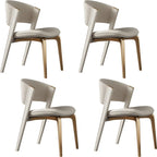 Off-White Faux Leather Brass Legs Dining Chair