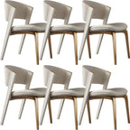 Off-White Faux Leather Brass Legs Dining Chair