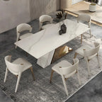 Off-White Faux Leather Brass Legs Dining Chair