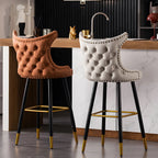 Velvet Upholstered Wingback Counter Height Bar Stools
