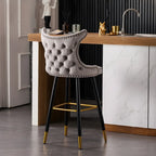 Velvet Upholstered Wingback Counter Height Bar Stools