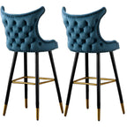 Velvet Upholstered Wingback Counter Height Bar Stools