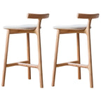 Natural Tripod Ash Wood Fabric Armless Bar Stool