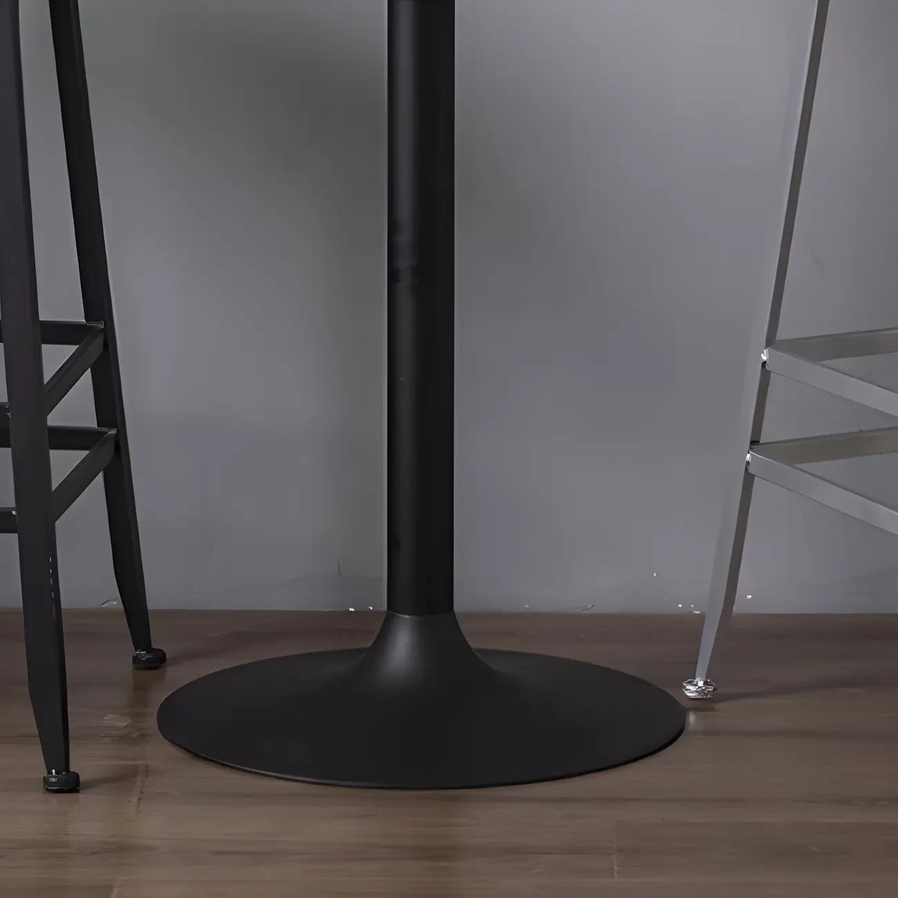 Industrial Brown Wooden Metal Pedestal Bar Tables