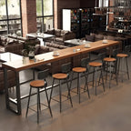 Industrial Brown Pine Wooden Metal Trestle Bar Tables
