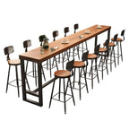 Industrial Brown Pine Wooden Metal Trestle Bar Tables