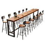 Industrial Brown Pine Wooden Metal Trestle Bar Tables