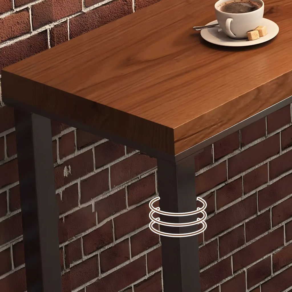 Industrial Brown Pine Wooden Metal Trestle Bar Tables
