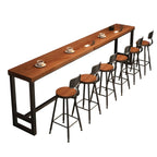 Industrial Brown Pine Wooden Metal Trestle Bar Tables