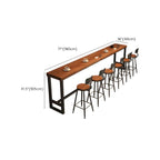 Industrial Brown Pine Wooden Metal Trestle Bar Tables