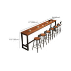 Industrial Brown Pine Wooden Metal Trestle Bar Tables