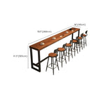 Industrial Brown Pine Wooden Metal Trestle Bar Tables
