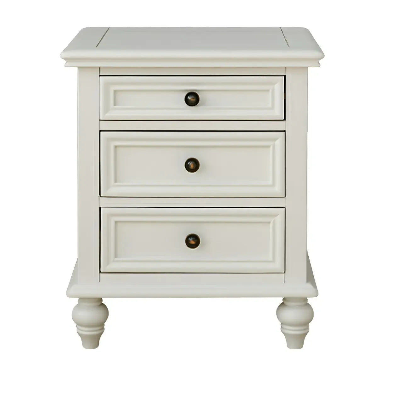 Compact Dark Walnut 3-Drawer Wood Nightstand