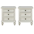 Compact Dark Walnut 3-Drawer Wood Nightstand