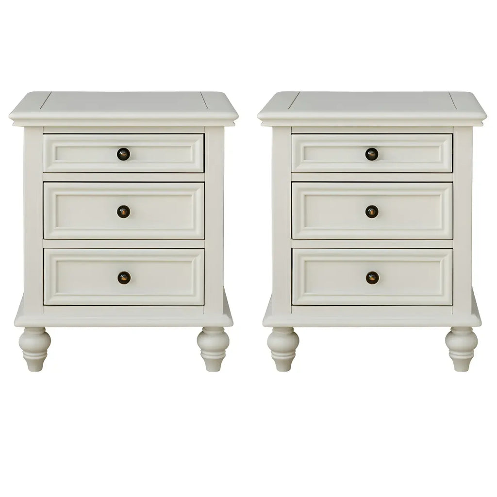Compact Dark Walnut 3-Drawer Wood Nightstand