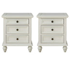 Compact Dark Walnut 3-Drawer Wood Nightstand