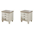 Beige Oak Wood 3-Drawer Standard Nightstand