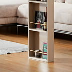 Modern Stone Bar Table with Wood Double Pedestal and Storage
