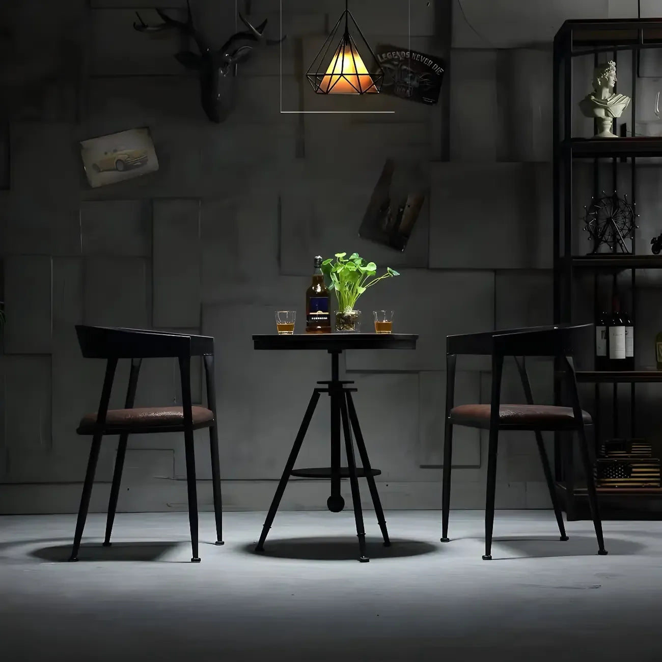 Industrial Adjustable Height Small Bar Table Wood Table Top