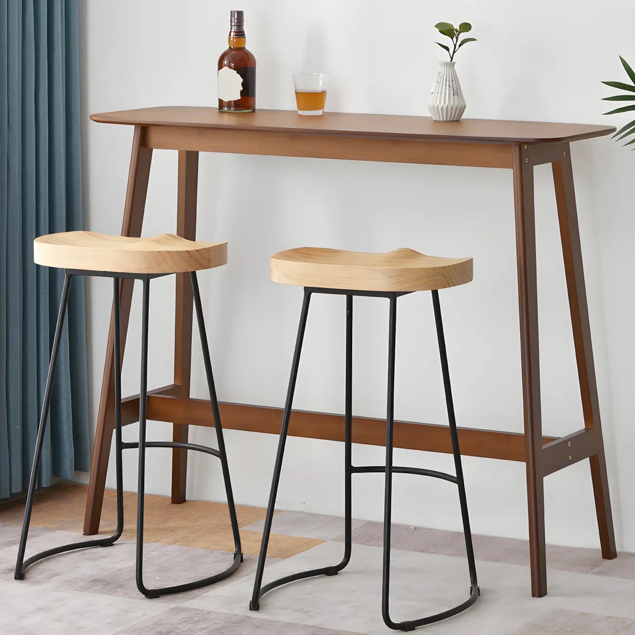 Modern Home Natural Bamboo Trestle Bar Table