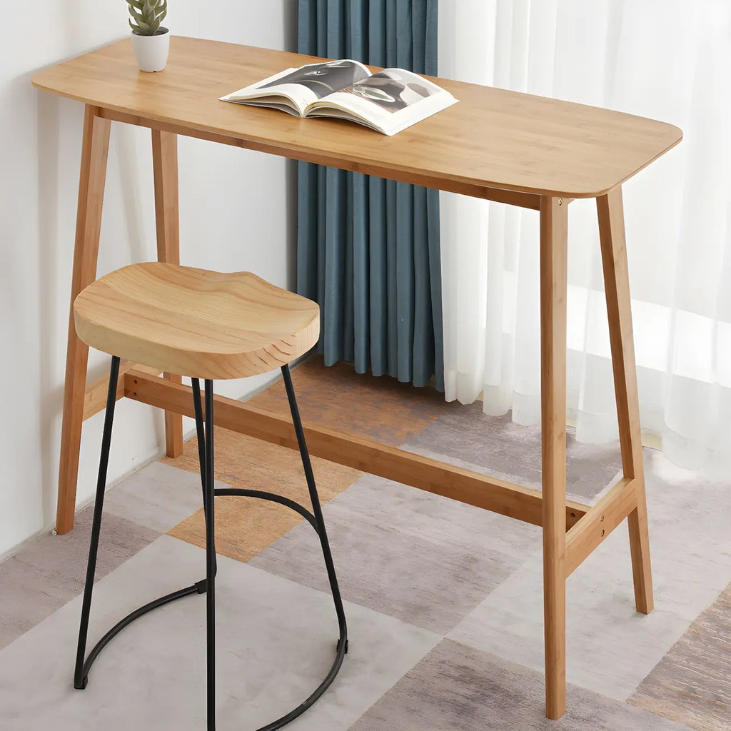 Modern Home Natural Bamboo Trestle Bar Table