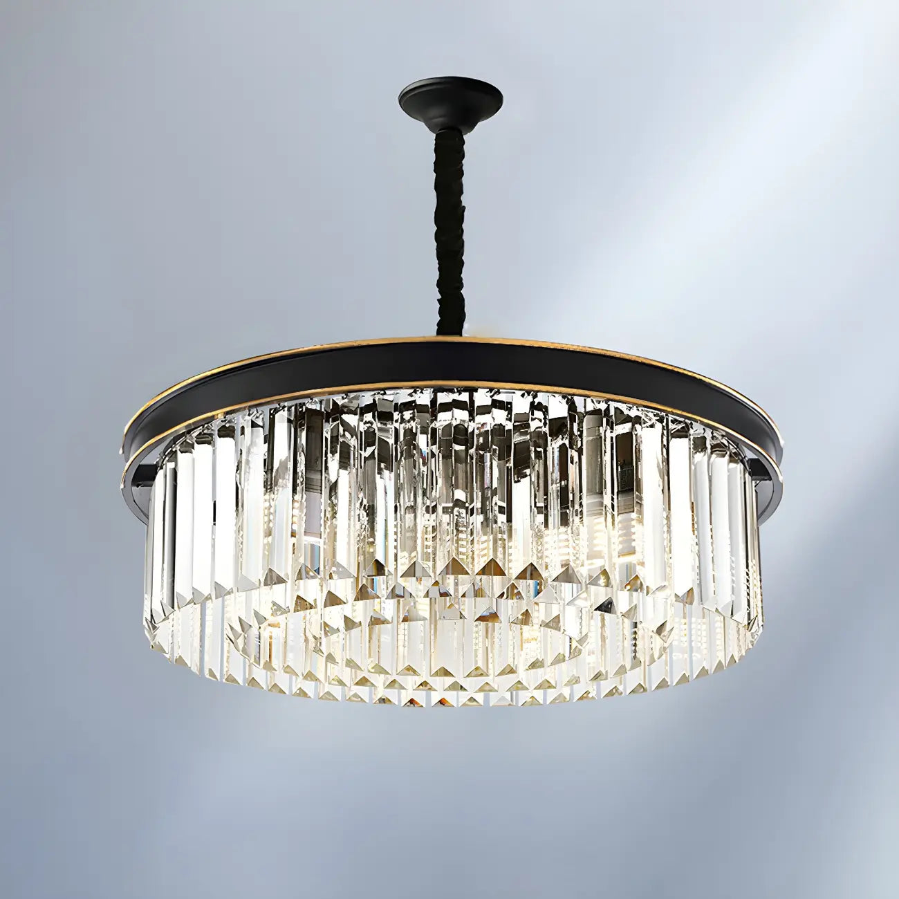 Modern Cylinder Crystal Chandelier Height Adjustable