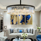 Modern Cylinder Crystal Chandelier Height Adjustable