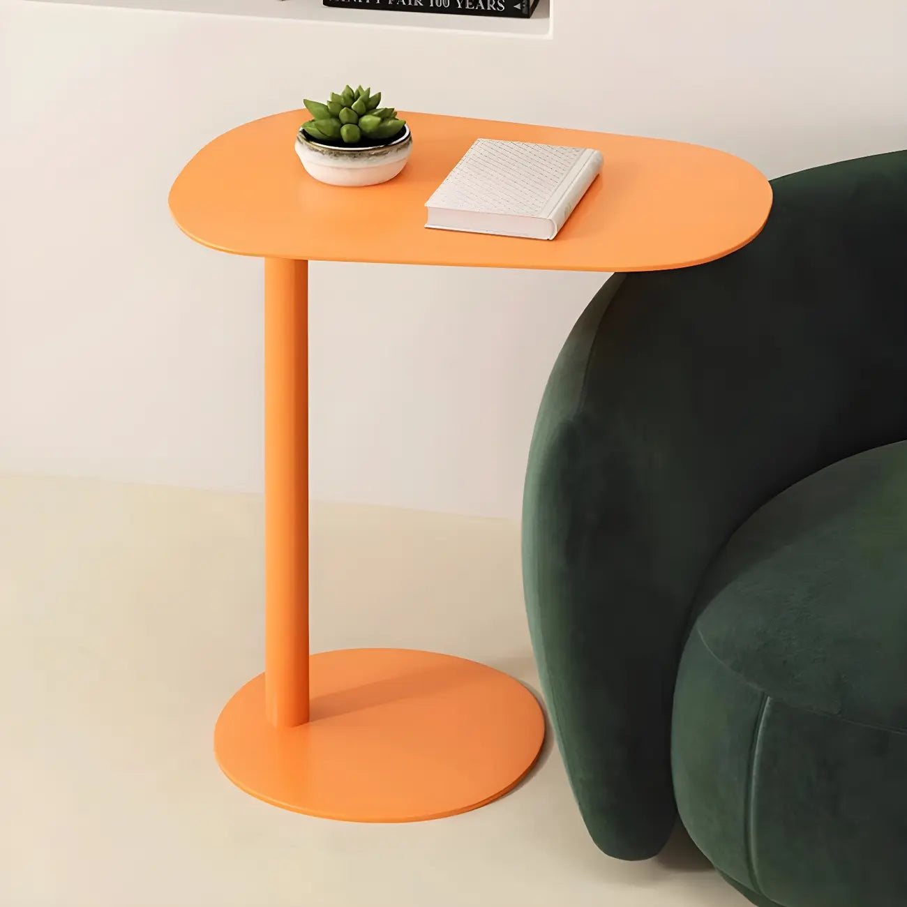 Modern Oval Metal C-Shaped End Table Black