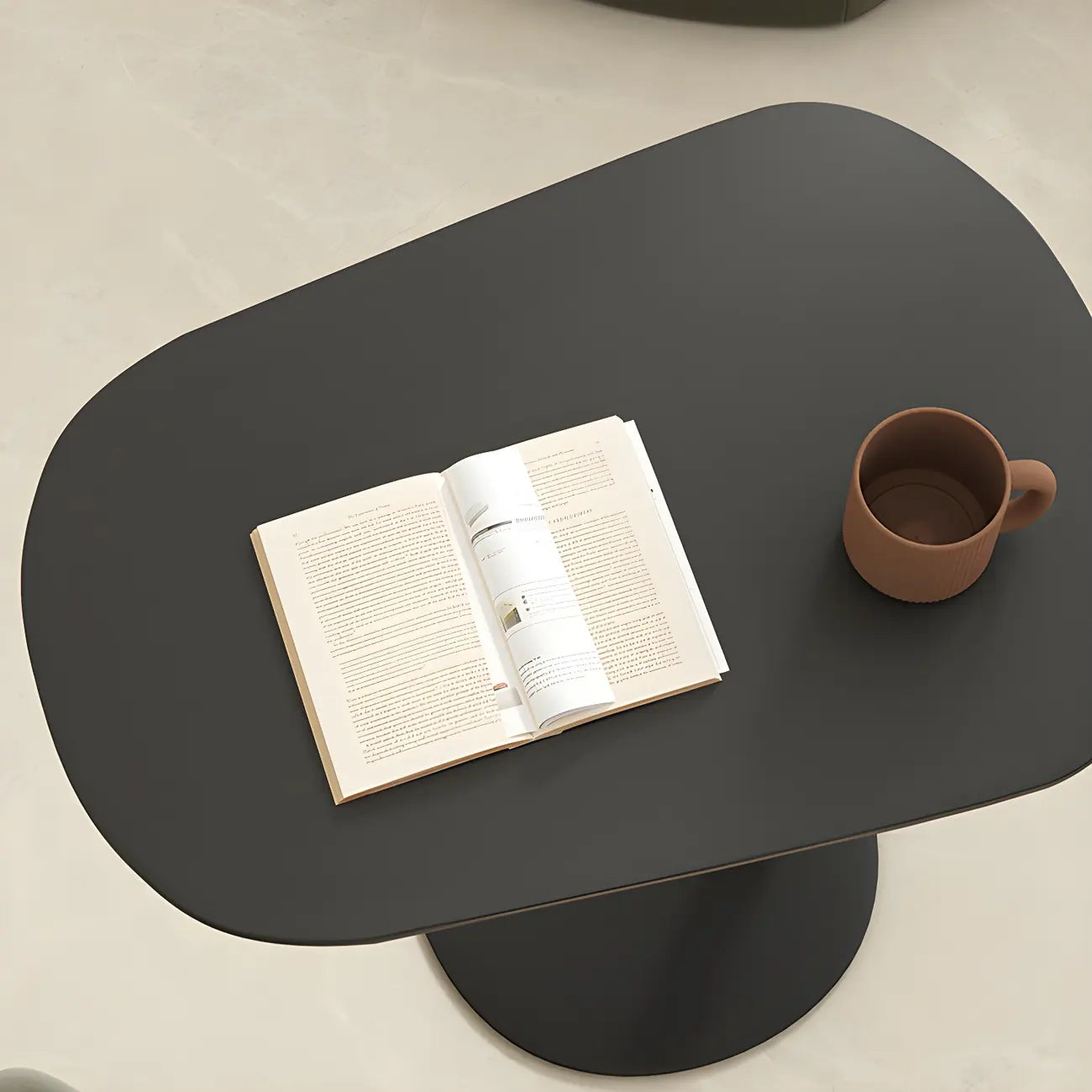 Modern Oval Metal C-Shaped End Table Black