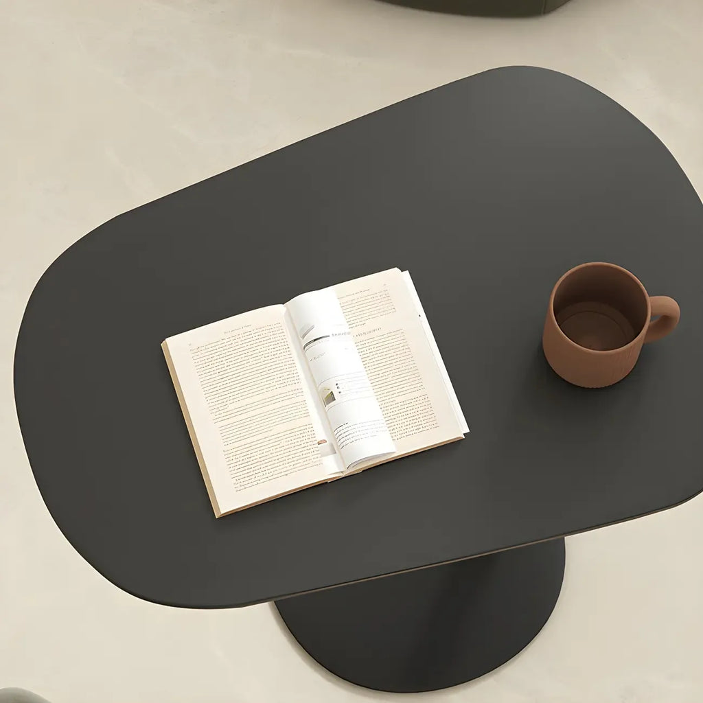 Modern Oval Metal C-Shaped End Table Black
