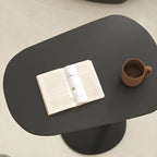 Modern Oval Metal C-Shaped End Table Black
