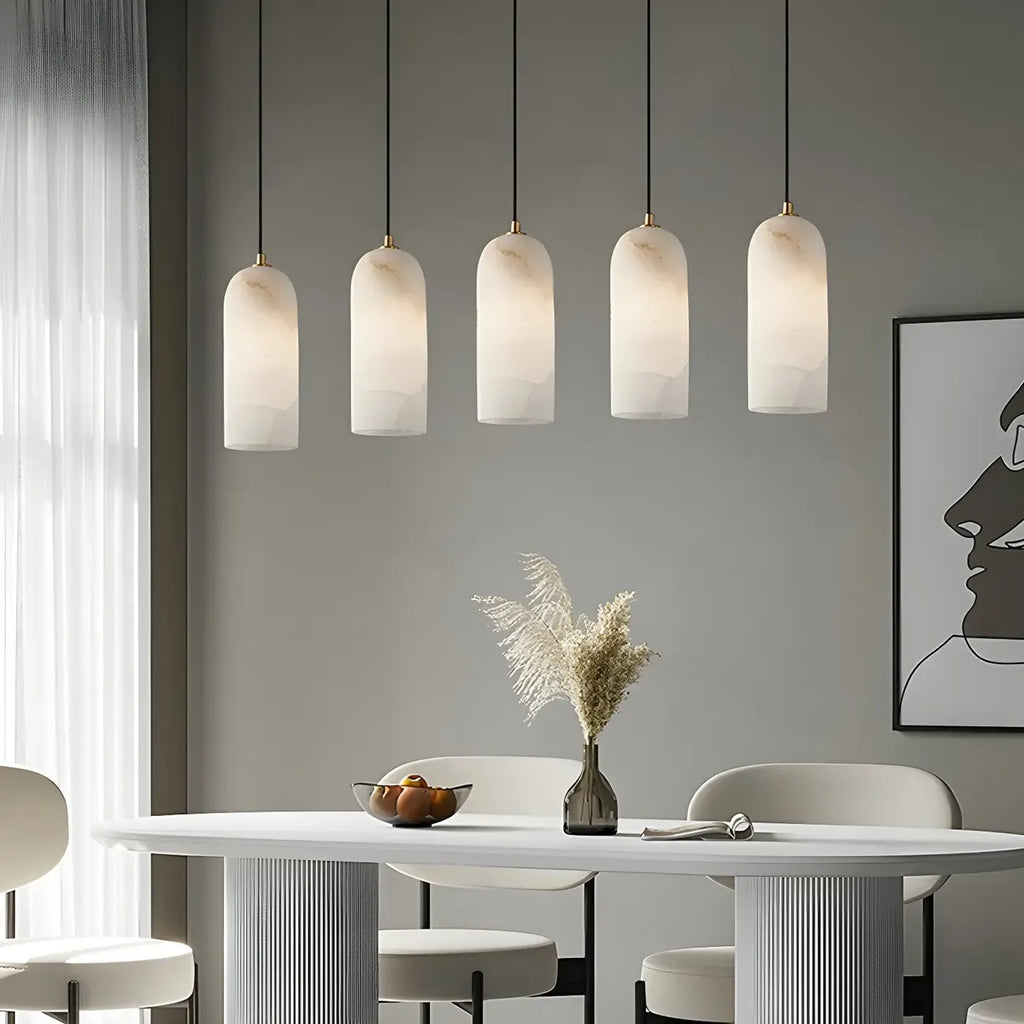 Modern Gold Bell Alabaster Adjustable Pendant Light