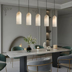 Modern Gold Bell Alabaster Adjustable Pendant Light