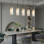 Modern Gold Bell Alabaster Adjustable Pendant Light