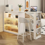Natural Wood Glass Storage Socket Extendable Bar Tables