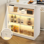 Natural Wood Glass Storage Socket Extendable Bar Tables