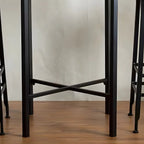 Industrial Square Bar Tables Brown Pine Wood Metal Trestle
