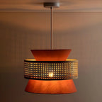 Boho Woven Modern Drum Cylinder Chandelier Adjustable Height
