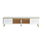 63 White Modern Stone Cable Management TV Stand with Storage