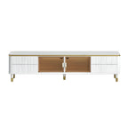 63 White Modern Stone Cable Management TV Stand with Storage