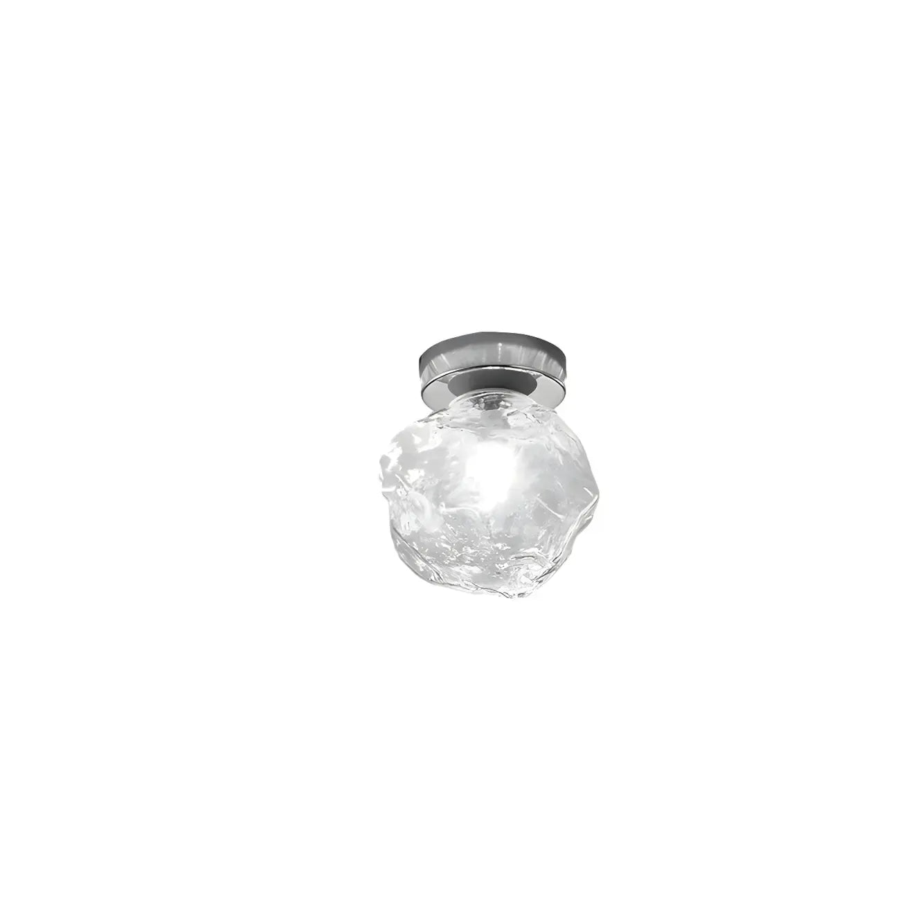 Clear Glass Rock Design Hallway Chrome Semi Flush Ceiling Light