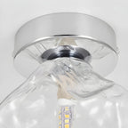 Clear Glass Rock Design Hallway Chrome Semi Flush Ceiling Light