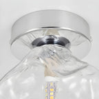 Clear Glass Rock Design Hallway Chrome Semi Flush Ceiling Light