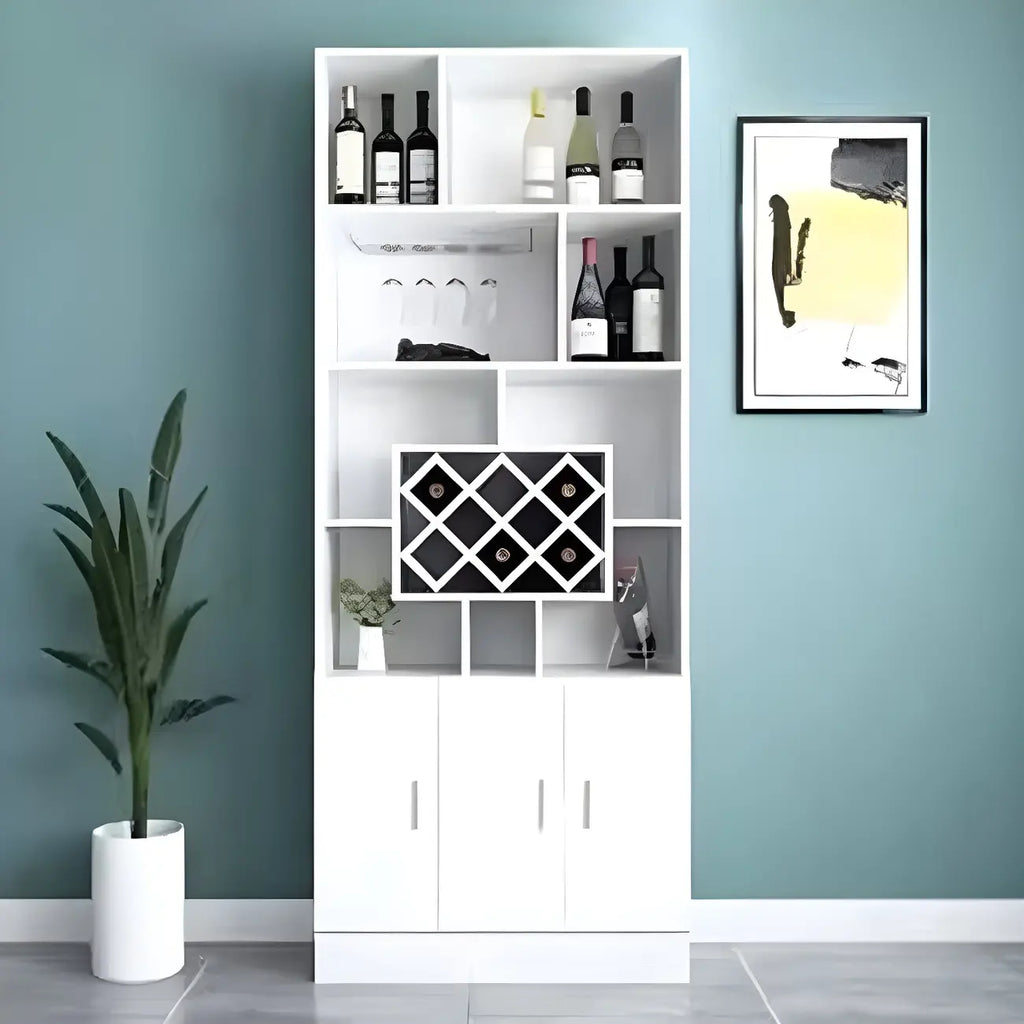 Black Modern Large Wooden Open Stackable Wine Cabinet
