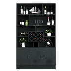 Black Modern Large Wooden Open Stackable Wine Cabinet