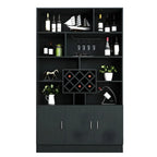Black Modern Large Wooden Open Stackable Wine Cabinet