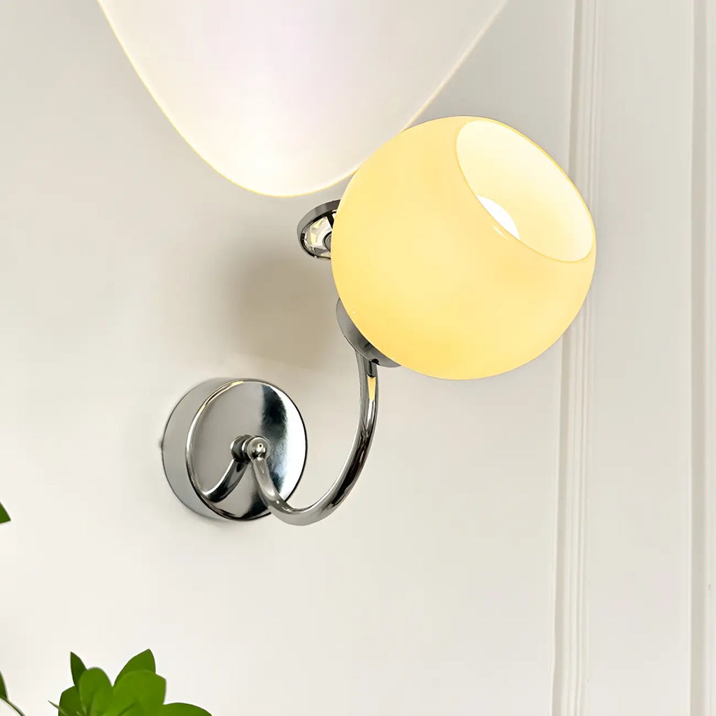 2-Light Small Globe Glass LED Wall Sconce for Bedroom Decor