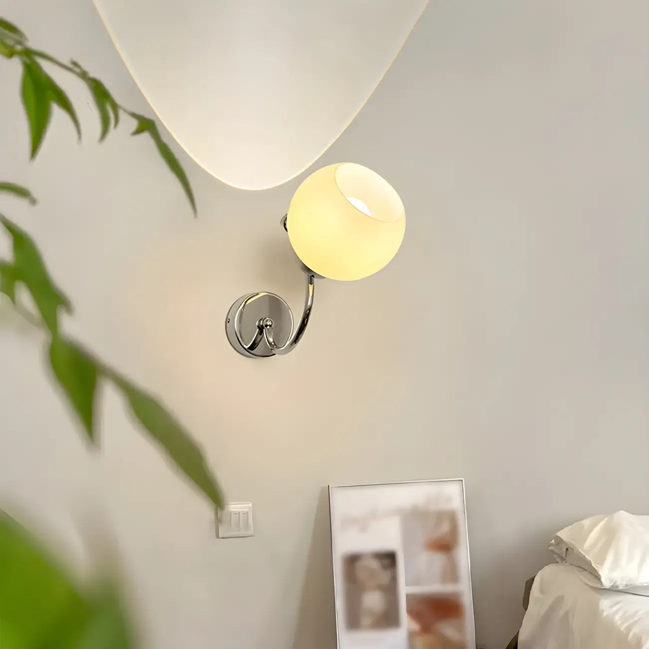 2-Light Small Globe Glass LED Wall Sconce for Bedroom Decor