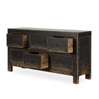 Black Six Drawer Elm Cabinet