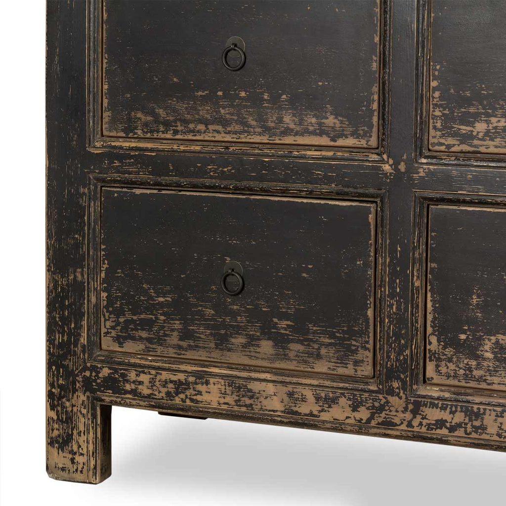 Black Six Drawer Elm Cabinet